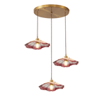 Petaline Trio Pendant Light – Three Glass Shades in Pink, Amber & Green