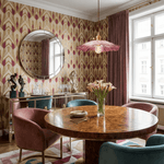 Petaline Trio Pendant Light – Three Glass Shades in Pink, Amber & Green