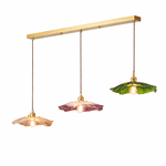 Petaline Trio Pendant Light – Three Glass Shades in Pink, Amber & Green