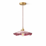 Petaline Trio Pendant Light – Three Glass Shades in Pink, Amber & Green