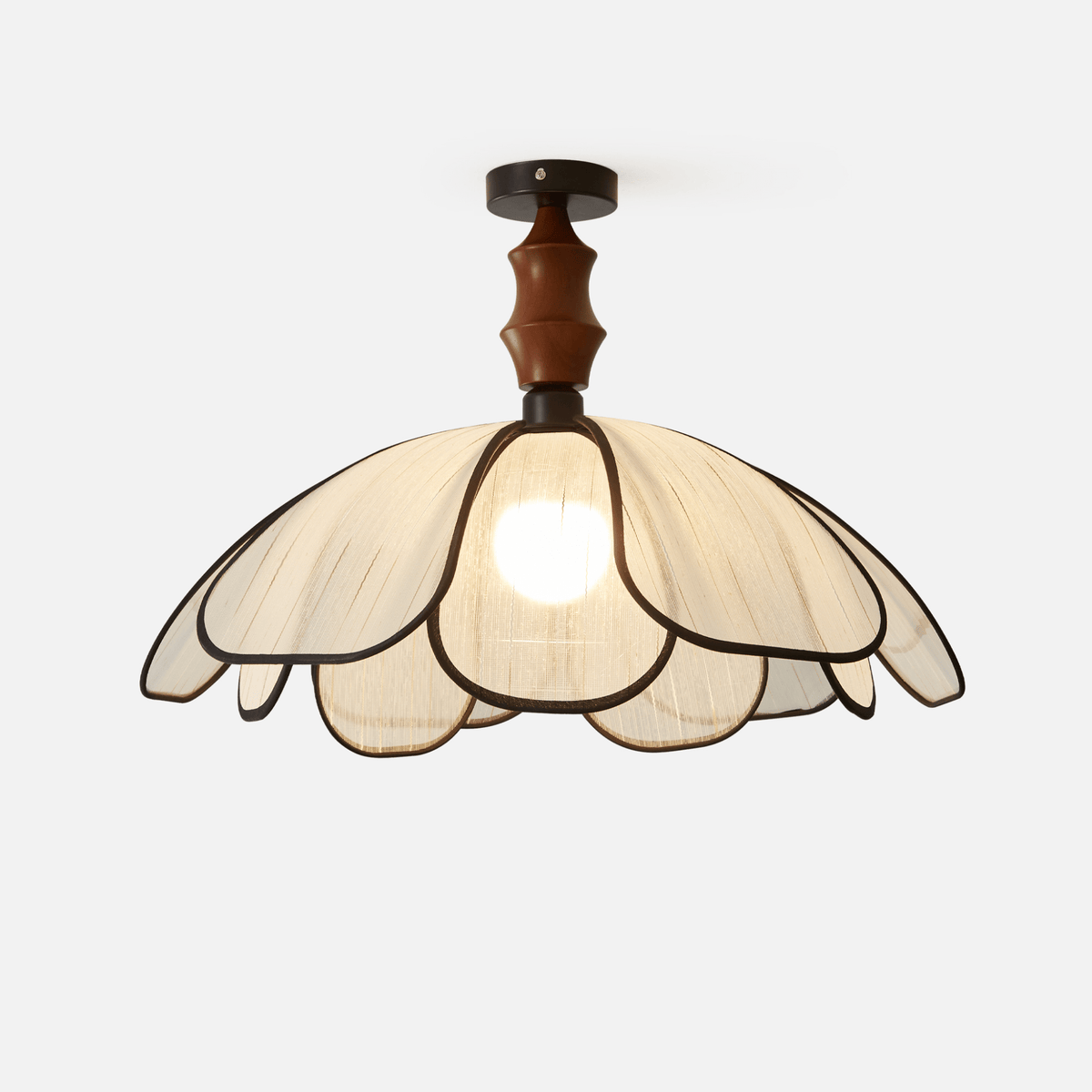Petaline Whisper Flush Mount Ceiling Light in Walnut and Fabric
