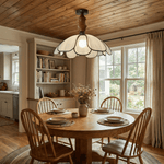 Petaline Whisper Flush Mount Ceiling Light in Walnut and Fabric