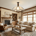 Petaline Whisper Flush Mount Ceiling Light in Walnut and Fabric