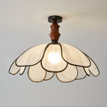 Petaline Whisper Flush Mount Ceiling Light in Walnut and Fabric