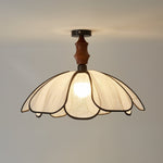 Petaline Whisper Flush Mount Ceiling Light in Walnut and Fabric