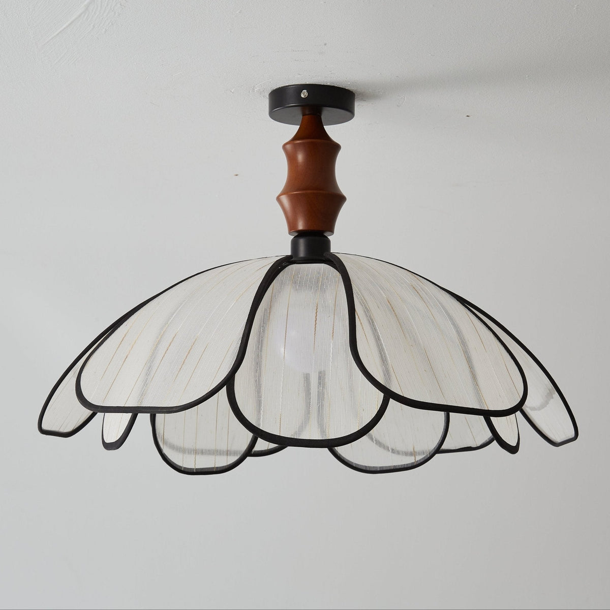 Petaline Whisper Flush Mount Ceiling Light in Walnut and Fabric