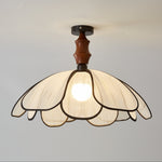 Petaline Whisper Flush Mount Ceiling Light in Walnut and Fabric