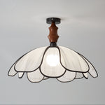 Petaline Whisper Flush Mount Ceiling Light in Walnut and Fabric