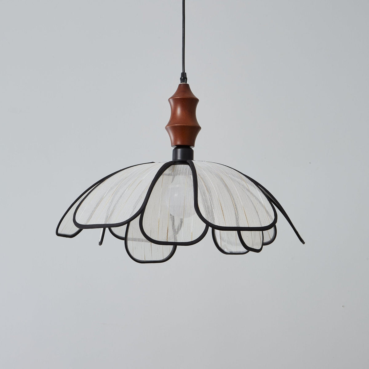 Petaline Whisper Pendant Light – Modern Fabric & Wood Designer Lamp