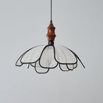Petaline Whisper Pendant Light – Modern Fabric & Wood Designer Lamp