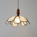 Petaline Whisper Pendant Light – Modern Fabric & Wood Designer Lamp