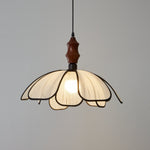 Petaline Whisper Pendant Light – Modern Fabric & Wood Designer Lamp