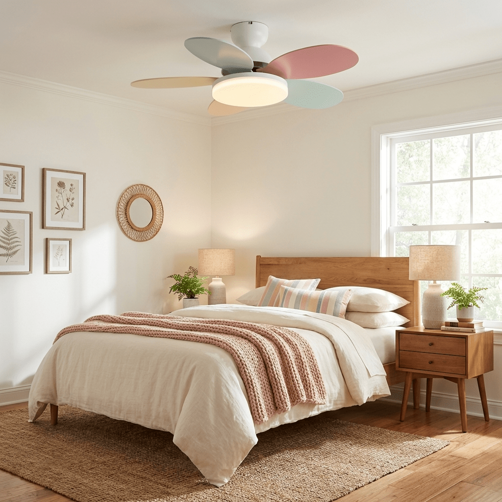 Petalo Six-Blade Wooden Ceiling Fan with Integrated LED Light