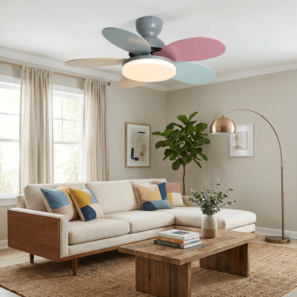 Petalo Six-Blade Wooden Ceiling Fan with Integrated LED Light