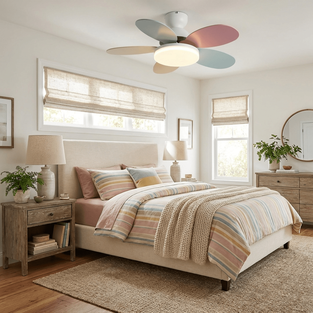 Petalo Six-Blade Wooden Ceiling Fan with Integrated LED Light