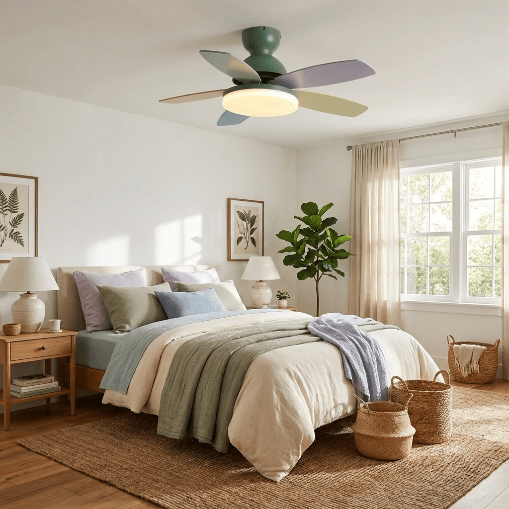 Petalo Six-Blade Wooden Ceiling Fan with Integrated LED Light
