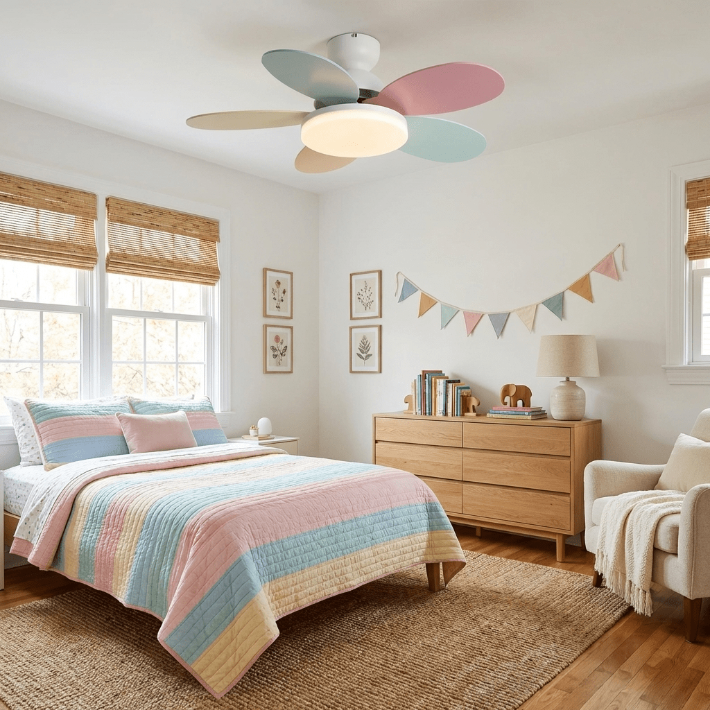 Petalo Six-Blade Wooden Ceiling Fan with Integrated LED Light