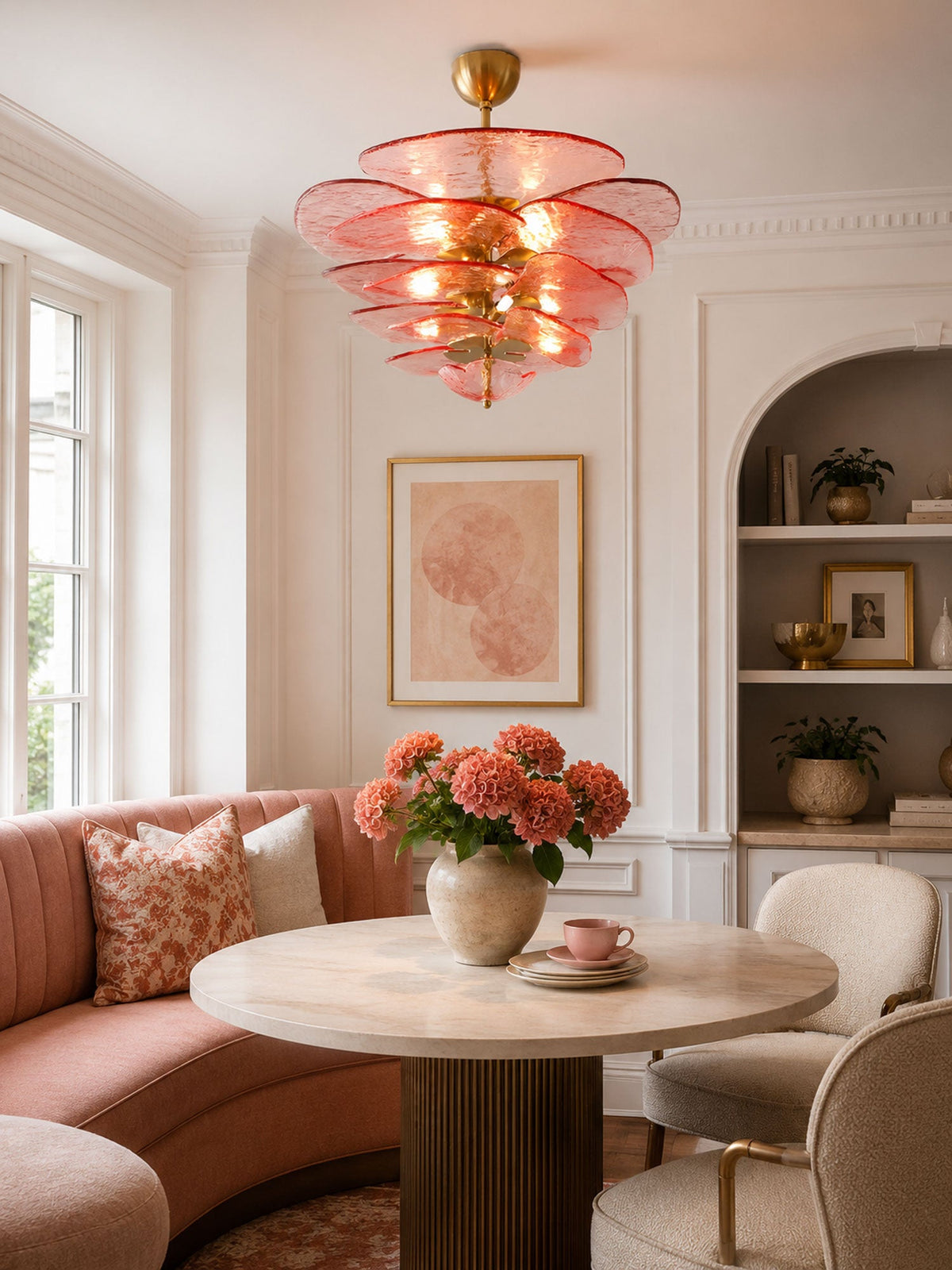 Petals Glass Chandelier – Hand-Blown Art Glass Pendant Light in Gold