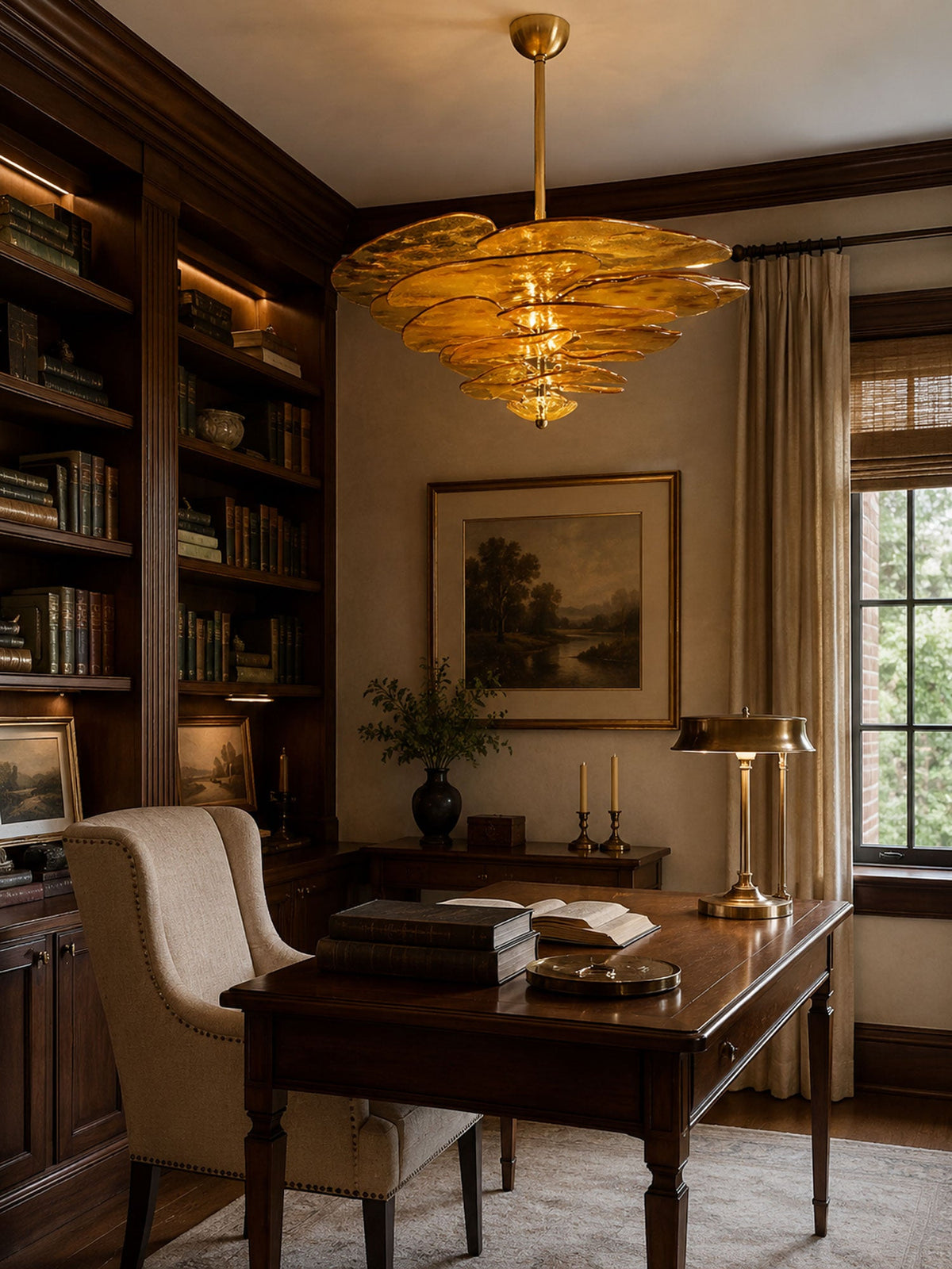 Petals Glass Chandelier – Hand-Blown Art Glass Pendant Light in Gold