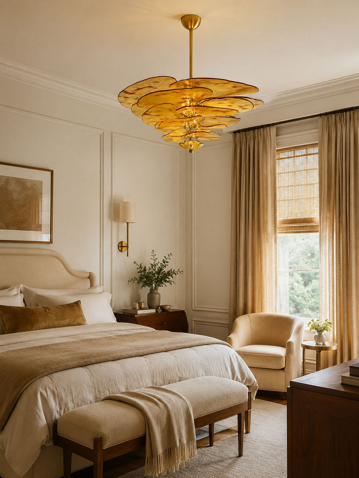 Petals Glass Chandelier – Hand-Blown Art Glass Pendant Light in Gold