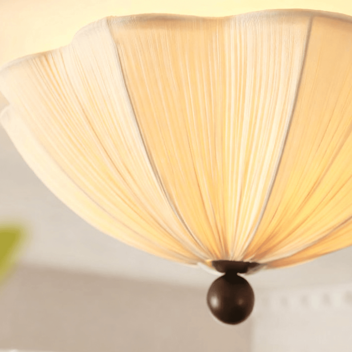 Petals Fabric Ceiling Light – Modern Flush Mount in Walnut & Beige
