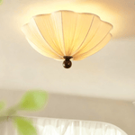 Petals Fabric Ceiling Light – Modern Flush Mount in Walnut & Beige