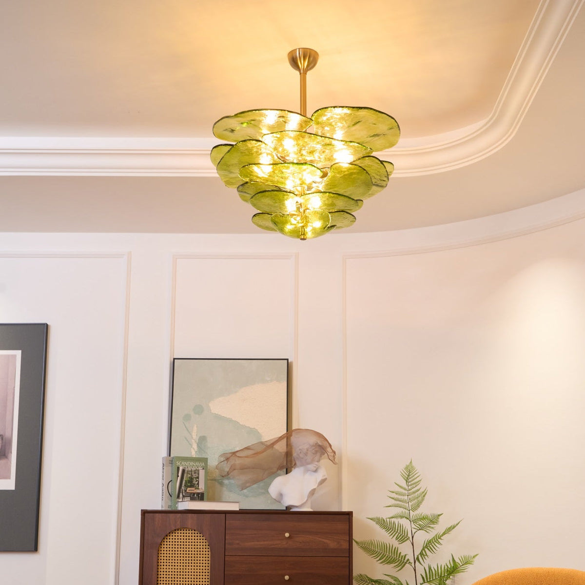 Petals Glass Chandelier – Hand-Blown Art Glass Pendant Light in Gold
