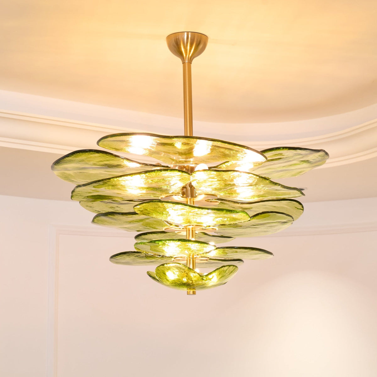 Petals Glass Chandelier – Hand-Blown Art Glass Pendant Light in Gold