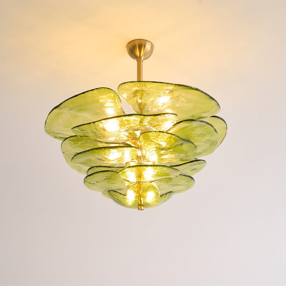 Petals Glass Chandelier – Hand-Blown Art Glass Pendant Light in Gold