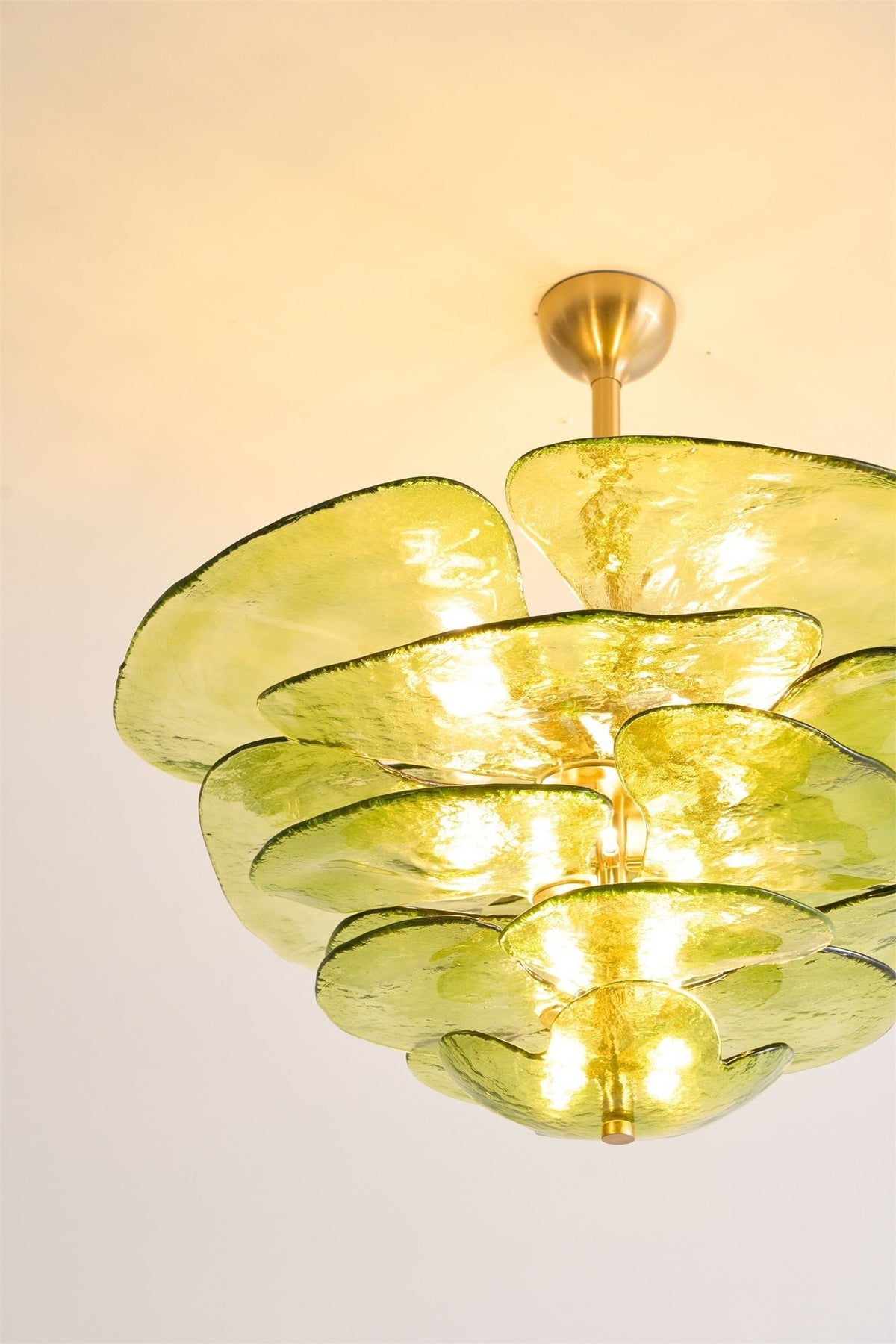 Petals Glass Chandelier – Hand-Blown Art Glass Pendant Light in Gold