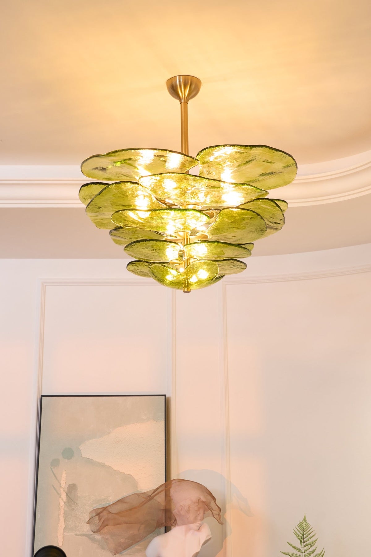 Petals Glass Chandelier – Hand-Blown Art Glass Pendant Light in Gold