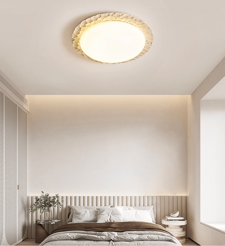 Petra Travertine LED Ceiling Light – Modern Flush Mount for Bedroom & Living Room