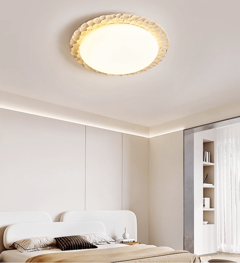 Petra Travertine LED Ceiling Light – Modern Flush Mount for Bedroom & Living Room