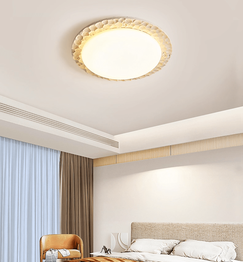 Petra Travertine LED Ceiling Light – Modern Flush Mount for Bedroom & Living Room