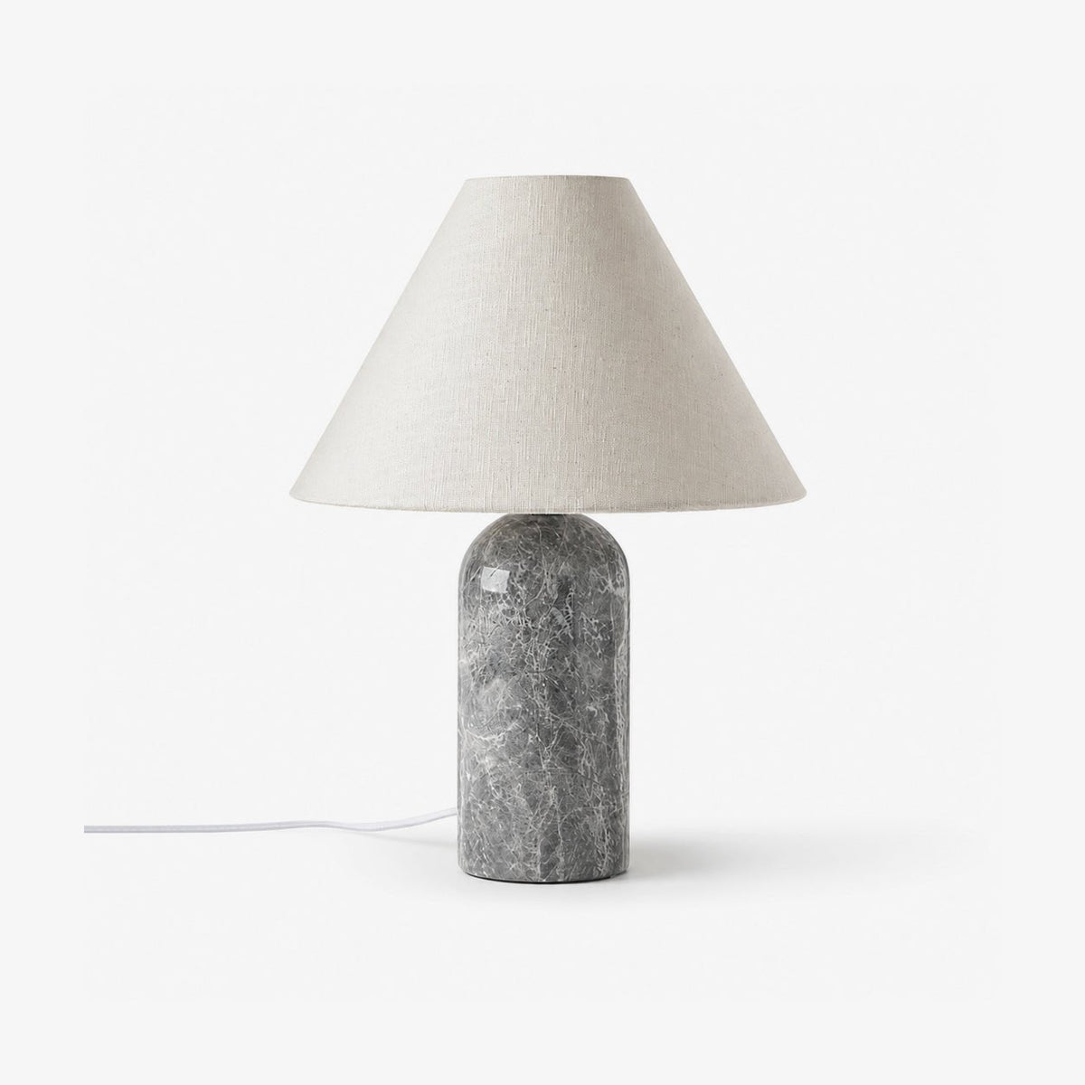 Petra Marble Table Lamp – Natural Stone Column with Linen Shade