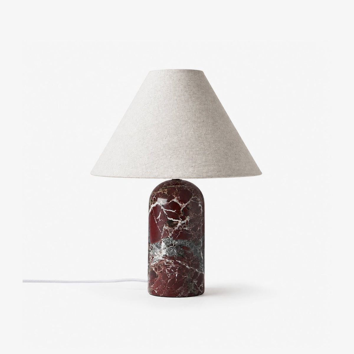 Petra Marble Table Lamp – Natural Stone Column with Linen Shade