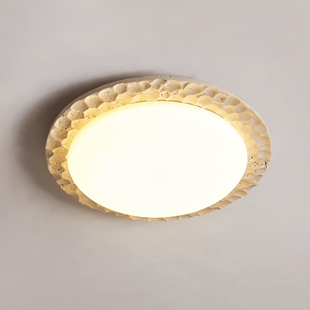 Petra Travertine LED Ceiling Light – Modern Flush Mount for Bedroom & Living Room