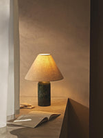 Petra Marble Table Lamp – Natural Stone Column with Linen Shade