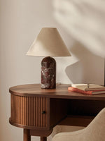 Petra Marble Table Lamp – Natural Stone Column with Linen Shade