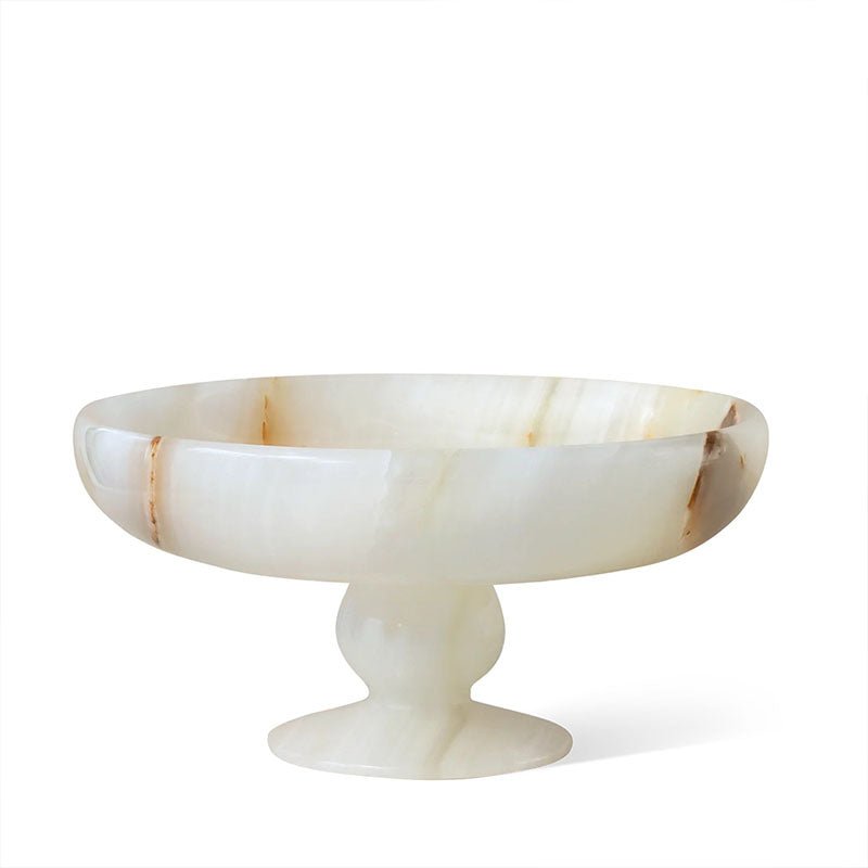 Petra Onyx Marble Pedestal Tray – Decorative Catchall Bowl
