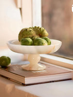 Petra Onyx Marble Pedestal Tray – Decorative Catchall Bowl