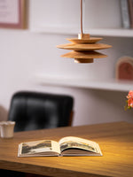 Cascade Wooden Disc Pendant Light – Modern Organic Chandelier for Dining & Living Spaces