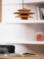 Cascade Wooden Disc Pendant Light – Modern Organic Chandelier for Dining & Living Spaces