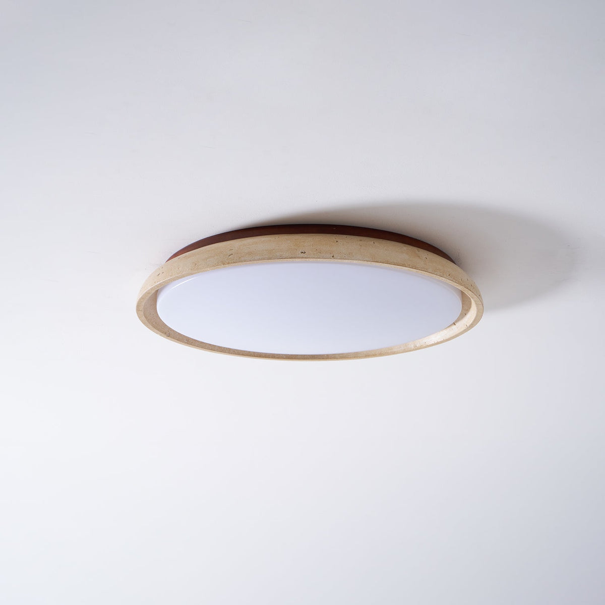 Aureum Edge Ceiling Light in Yellow Travertine — Modern Flush Mount LED