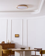 Aureum Edge Ceiling Light in Yellow Travertine — Modern Flush Mount LED