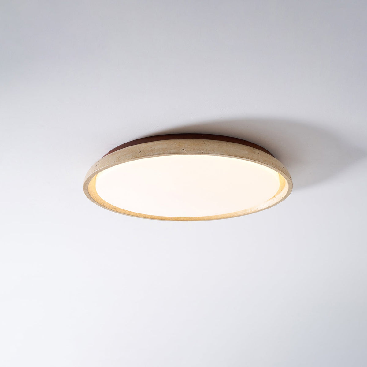 Aureum Edge Ceiling Light in Yellow Travertine — Modern Flush Mount LED