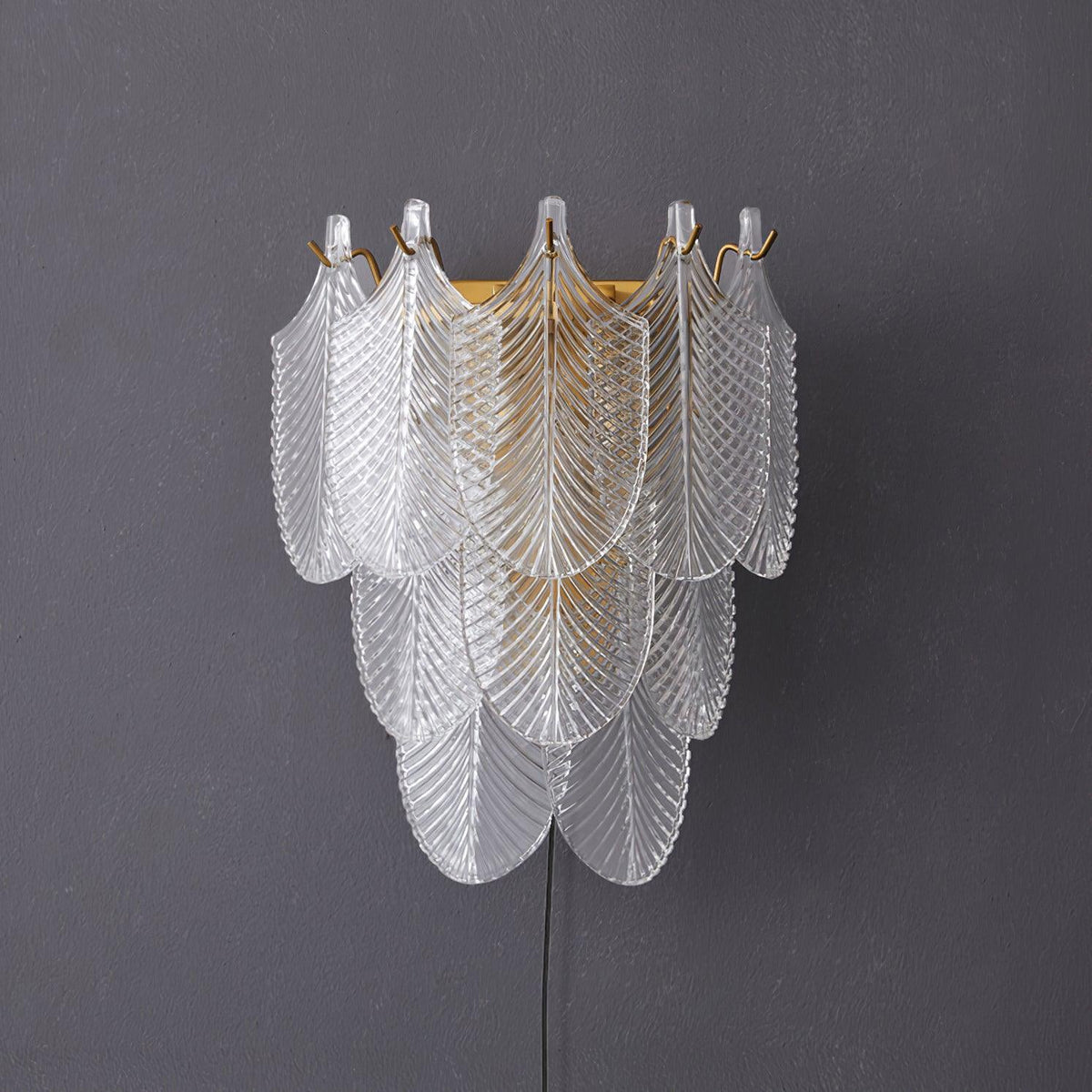 Piemonte Plug-in Wall Sconce — Textured Glass & Antique Brass
