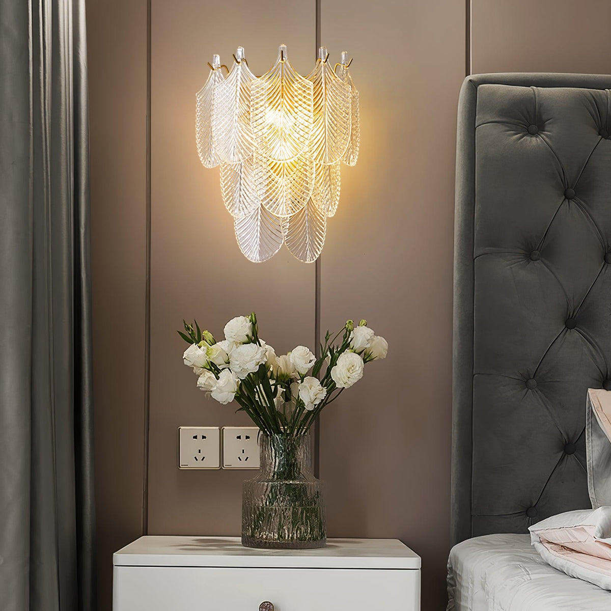 Piemonte Plug-in Wall Sconce — Textured Glass & Antique Brass
