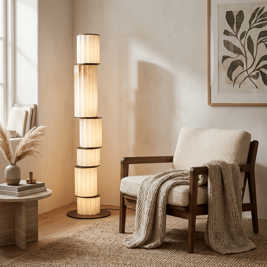 Pillar Alabaster Floor Lamp — Sculptural Glowing Stone Column for Modern Interiors