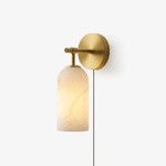 Pillar Alabaster Plug-In Wall Sconce with Bronze or Gold Finish
